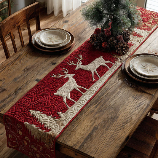 Festive Reindeer Quilted Table Runner NCU0PTT1393