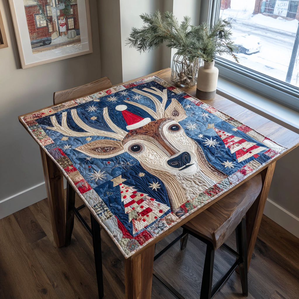 Festive Reindeer Quilted Table Topper NCU0HNH174