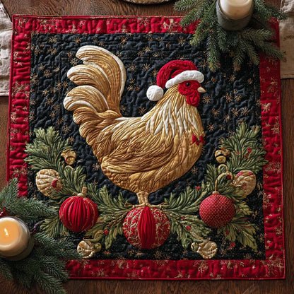Festive Rooster Quilted Table Topper NCU0NXD154