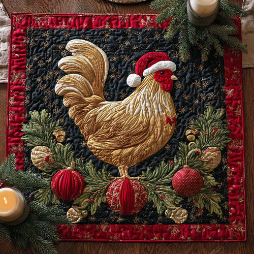 Festive Rooster Quilted Table Topper NCU0NXD154