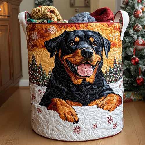 Festive Rottie Charm Quilted Laundry Basket NCU0PTT1441