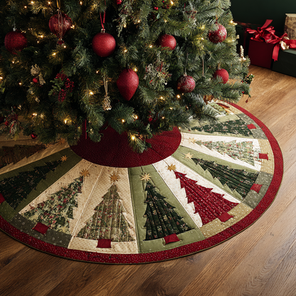 Festive Round Christmas Quilted Tree Skirt NCU0DDK1830