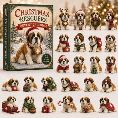 CHRISTMAS KICKOFF 40% OFF - Festive Saint Bernard Advent Calendar 2026 - 24-Day Festive Countdown, Acrylic Charms Blind Box - Gift For Dog Lovers AC0TM014