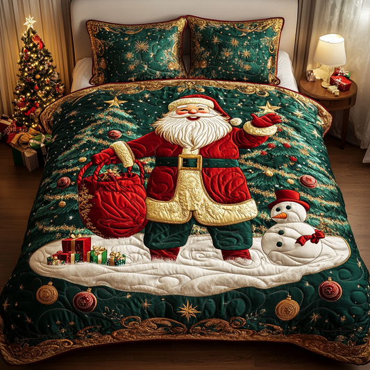 Festive Santa 3-Piece Quilted Bedding Set NCU0DDK025