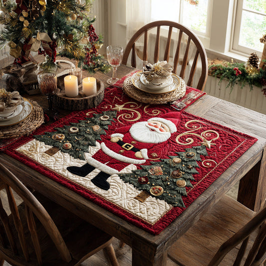 Festive Santa Forest Quilted Table Topper NCU0DV924