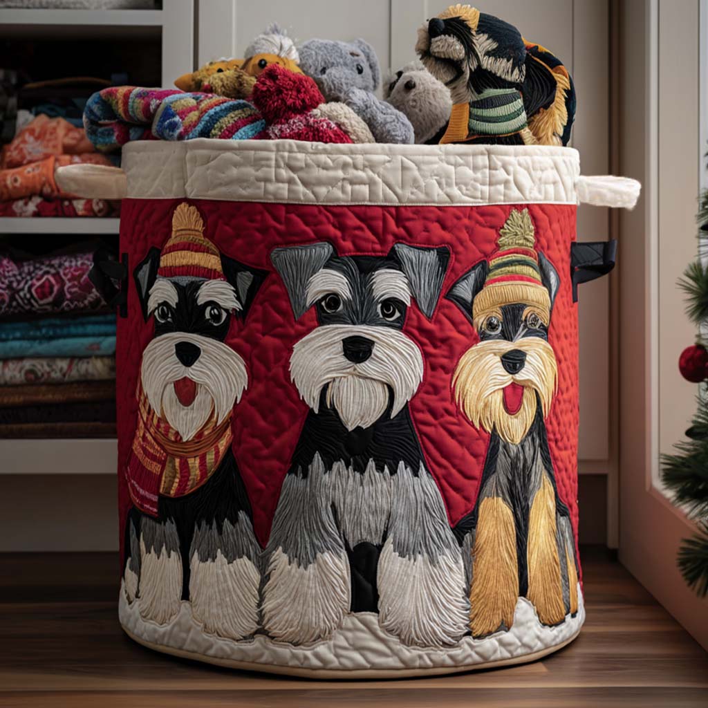 Festive Schnauzer Quilted Laundry Basket NCU0NNT1690