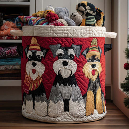 Festive Schnauzer Quilted Laundry Basket NCU0NNT1690