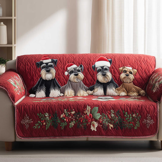 Festive Schnauzer Quilted Sofa Cover NCU0HTT048