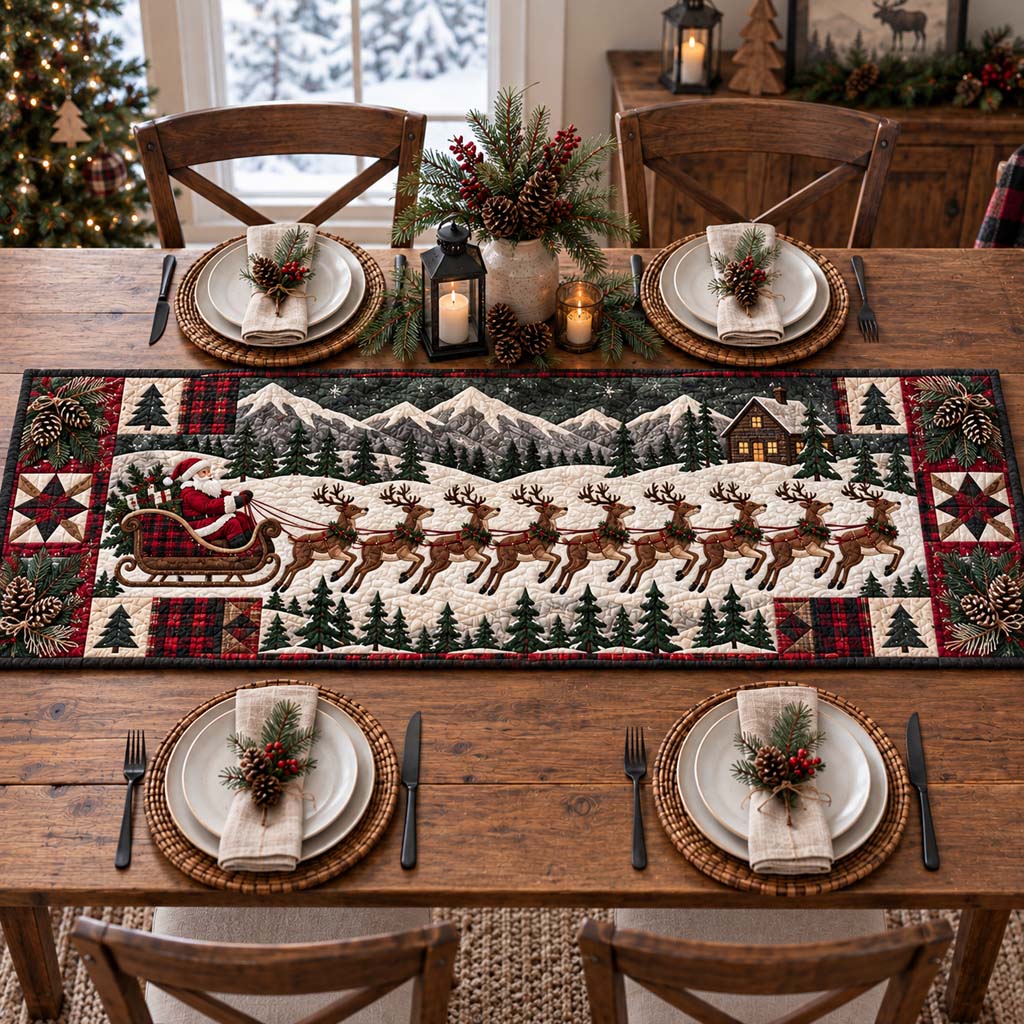 Festive Sleigh Quilted Table Runner NCU0HNH1288