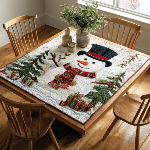 Festive Snowman Gifts Quilted Table Topper NCU0HNH181