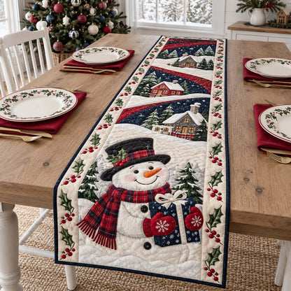 Festive Snowman Quilted Table Runner NCU0HNH1314
