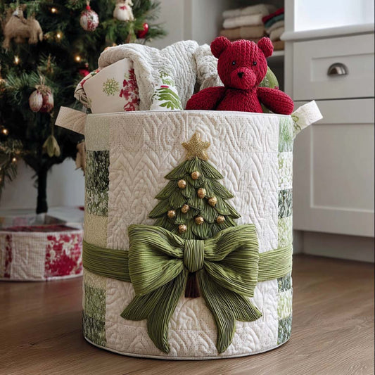 Festive Tree Quilted Laundry Basket NCU0NNT1756