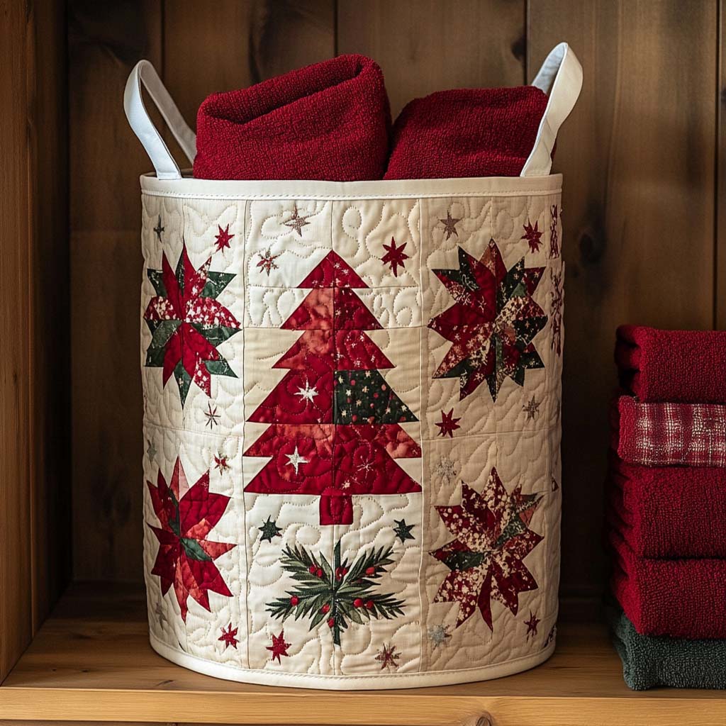 Festive Tree Quilted Laundry Basket NCU0NXD221