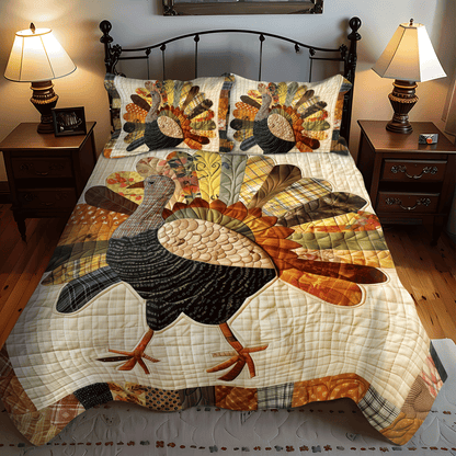 Festive Turkey 3-Piece Quilted Bedding Set NCU0TH1106