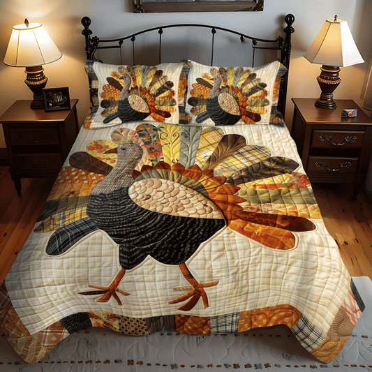 Festive Turkey 3-Piece Quilted Bedding Set NCU0TH1106