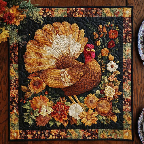 Festive Turkey Trail Quilted Table Topper NCU0NNT1012