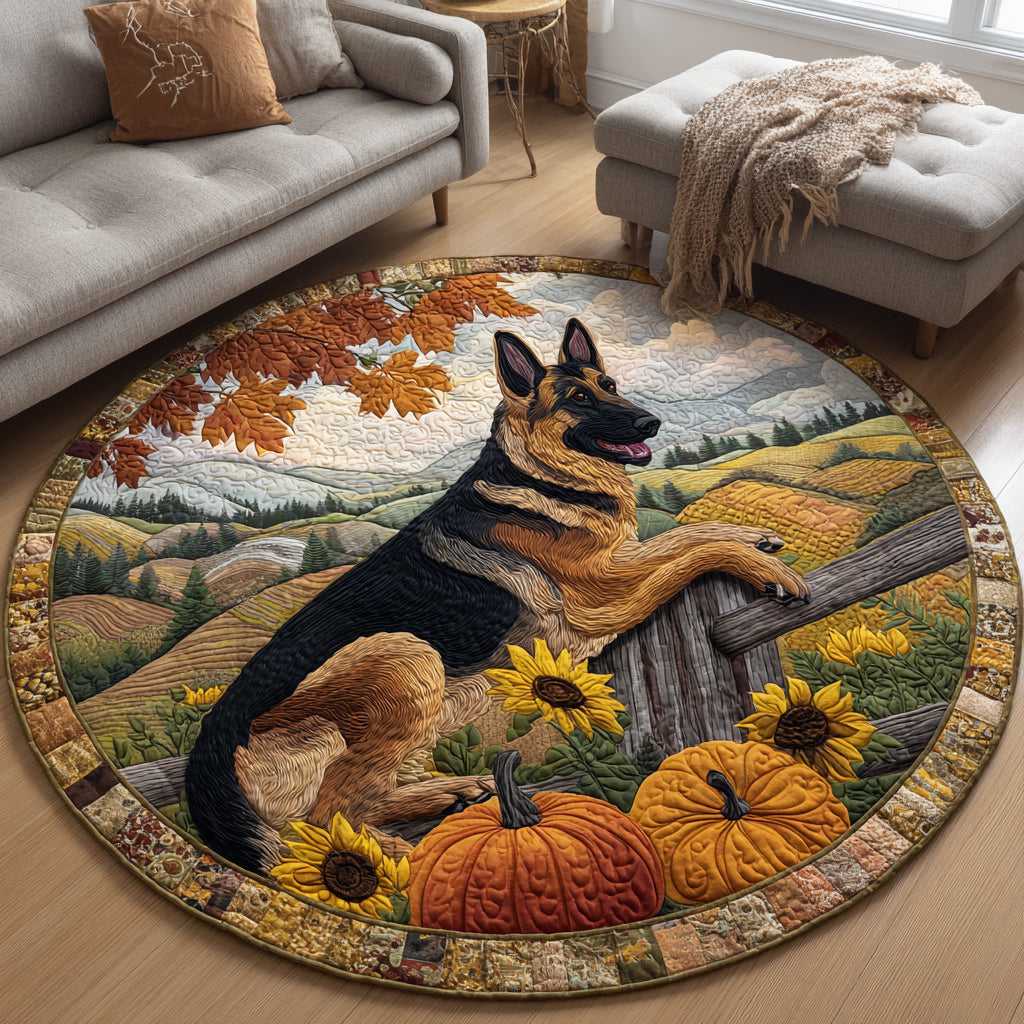 Field German Shepherd Quilted Round Mat NCU0HNH318