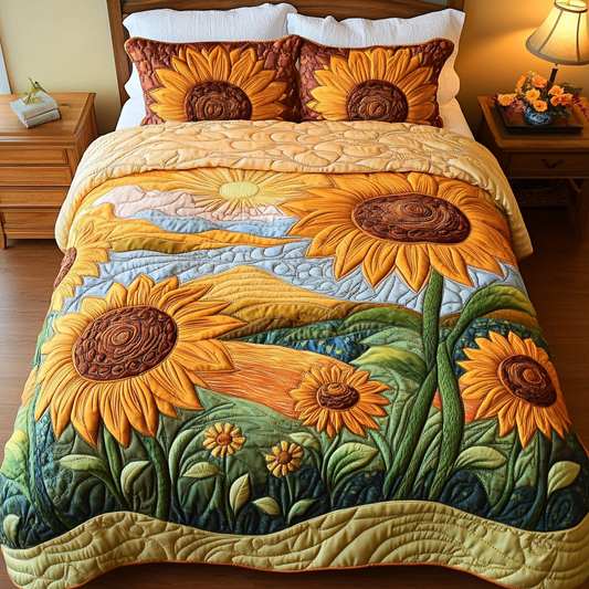 Fields of Gold 3-Piece Quilted Bedding Set NCU0NVH316