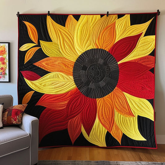 Fiery Sunflower Blaze Quilted Blanket NCU0TL458