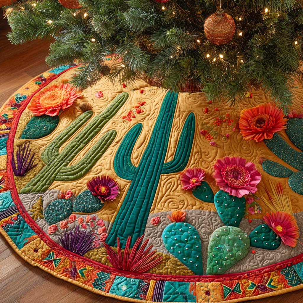 Fiesta Floral Cactus Quilted Tree Skirt NCU0NXD1100
