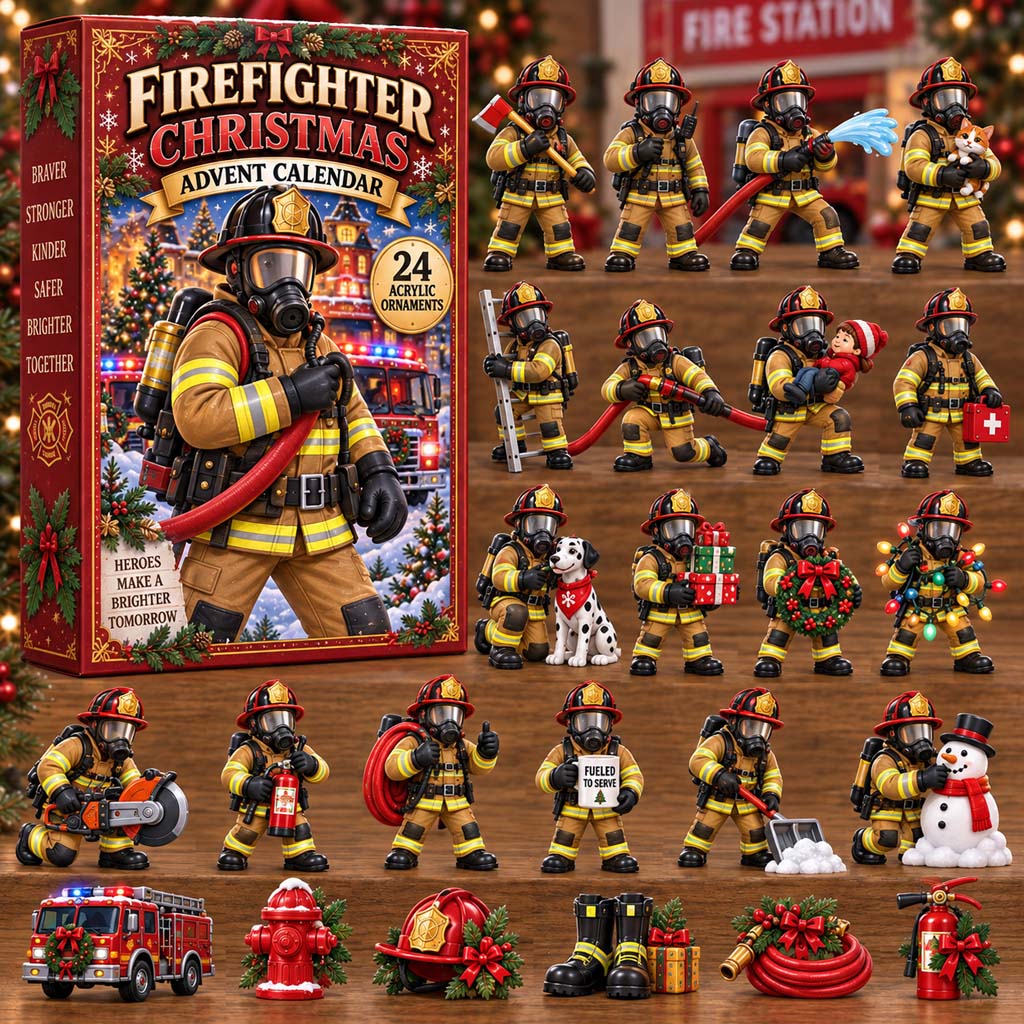 CHRISTMAS KICKOFF 40% OFF - Firefighter Christmas Advent Calendar 2026 - 24-Day Festive Countdown, Acrylic Charms Blind Box - Gift For Kids AC0HH048