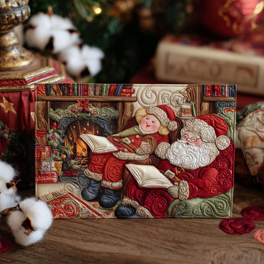 Fireside Santa Tales Quilted Fabric Postcard NCU0PTT2346