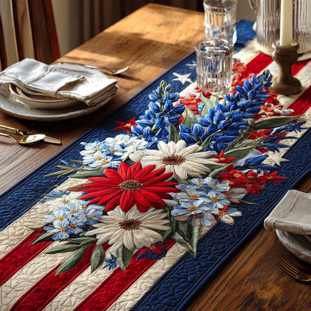Firework Floral Quilted Table Runner NCU0DQQ0521