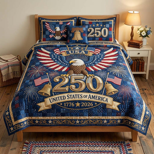 Firework of Freedom 3-Piece Quilted Bedding Set NCU0DQQ0764