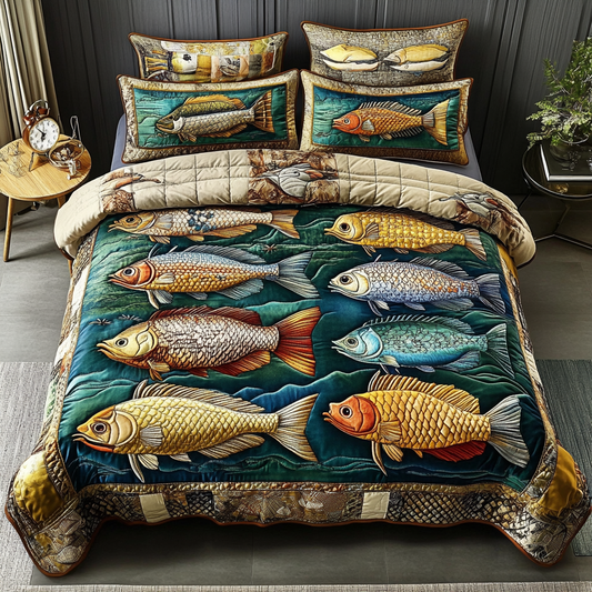 Fish Fantasy 3-Piece Quilted Bedding Set NCU0NVH444