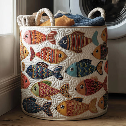 Fish Fiesta Quilted Laundry Basket NCU0TH3003