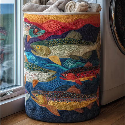 Fish Frenzy Quilted Laundry Basket NCU0TH3034