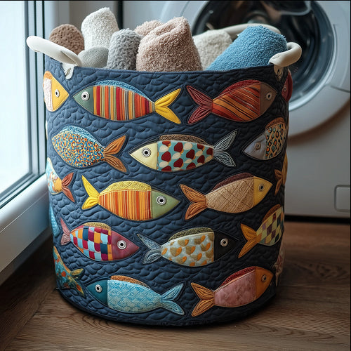 Fish Fun Quilted Laundry Basket NCU0TH3006