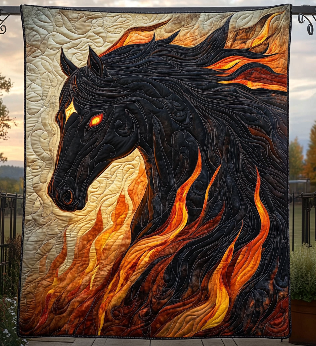 Flaming Horse Art Quilt Hanging NCU0DV850