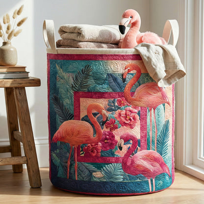 Flamingo Garden Quilted Laundry Basket NCU0NNT2980