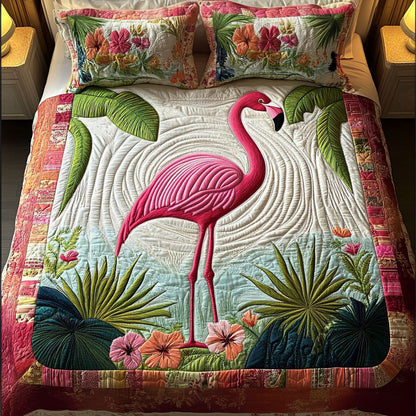 Flamingo Spirit 3-Piece Quilted Bedding Set NCU0NNT181