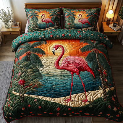 Flamingo Bliss 3-Piece Quilted Bedding Set NCU0DDK054
