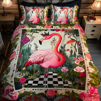 Flamingo Chic 3-Piece Quilted Bedding Set NCU0TL898