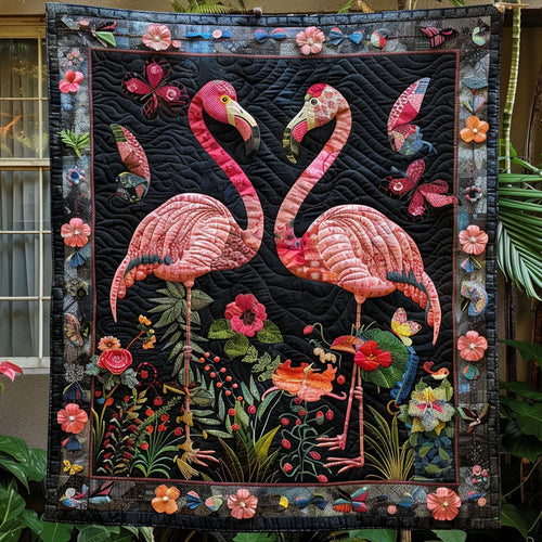 Flamingo Garden Quilted Blanket NCU0PT457