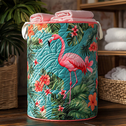 Flamingo Haven Quilted Laundry Basket NCU0NNL132