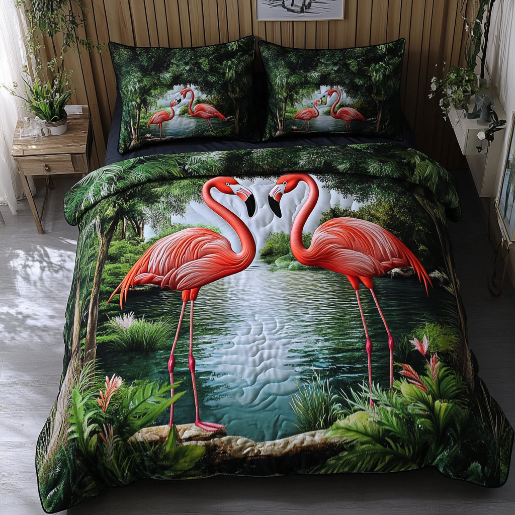 Flamingo Love Duvet Cover Set NCU0DDK308