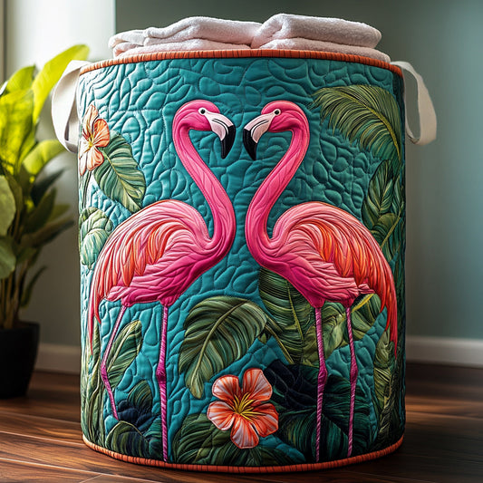 Flamingo Oasis Quilted Laundry Basket NCU0NNL129