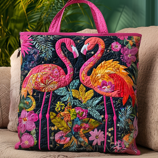 Flamingo Paradise Blooms Quilted Tote Bag NCU0DV957