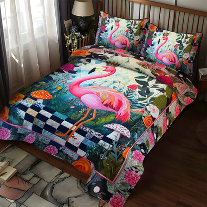 Flamingo Radiance 3-Piece Quilted Bedding Set NCU0TL895