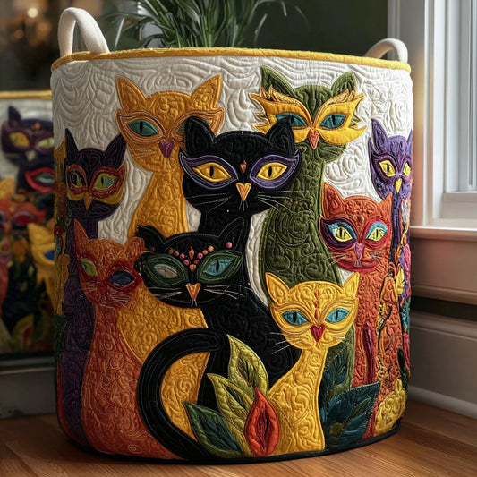 Fleur Felines Quilted Laundry Basket NCU0PTT2516