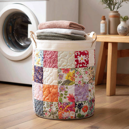 Flora Flower Quilted Laundry Basket NCU0HNH244