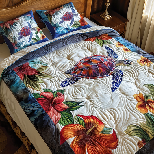 Floral Turtle Quilted Bedding Set NCU0DV066