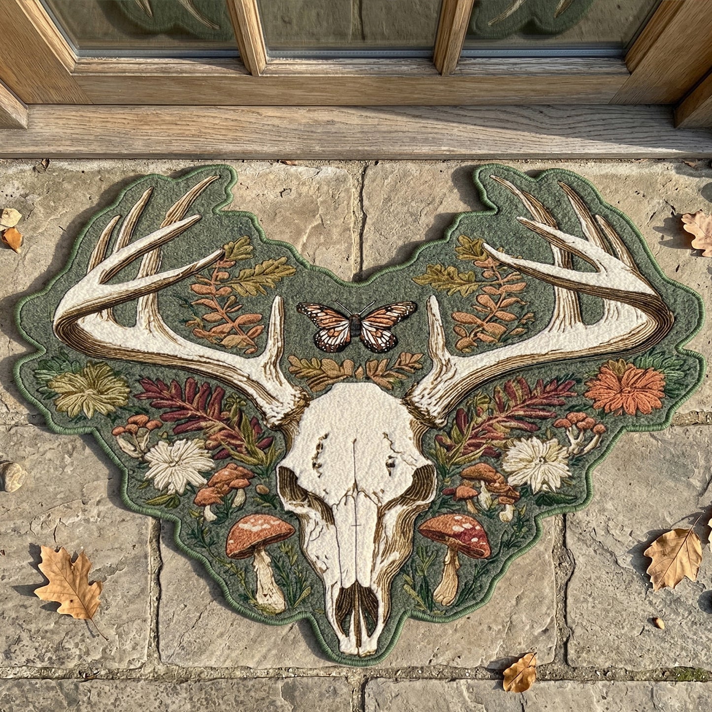 Floral Antler Custom Shape Doormat NCU0NNT3132