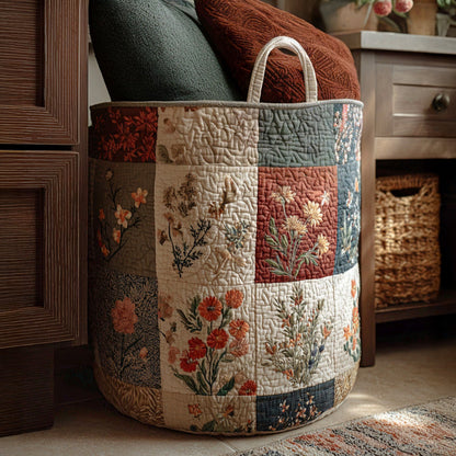 Flower Quilted Laundry Basket NCU0QN006