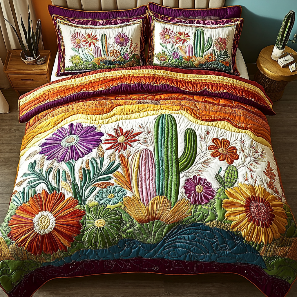 Floral Bliss 3-Piece Quilted Bedding Set NCU0NVH260