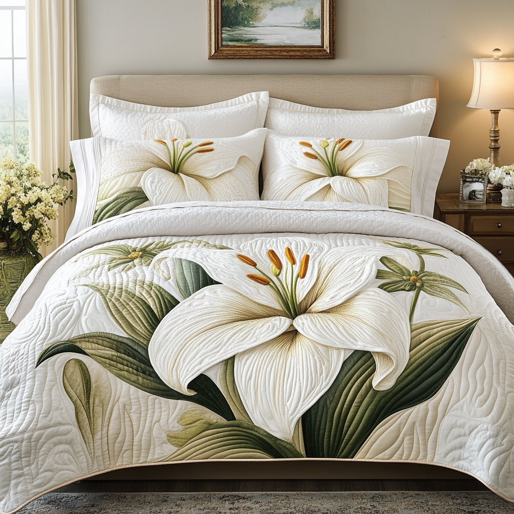 Floral Bliss 3-Piece Quilted Bedding Set NCU0NVH492